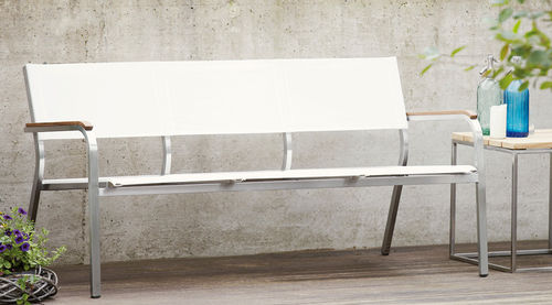 Panca da giardino contemporanea - LUX XL - Jankurtzmöbel - in teak / in acciaio inossidabile / con schienale