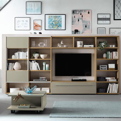Parete attrezzata TV contemporaneo - TIME - NOW! By Hülsta - in noce / in legno laccato brillante / modulare