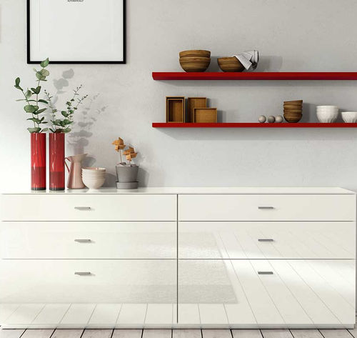 Credenza contemporanea - NO.14 - NOW! By Hülsta - in legno laccato / con cassetti / bianca