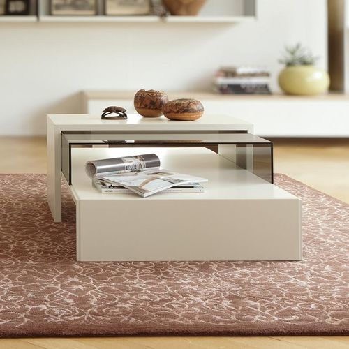 Tavolino basso contemporaneo - CT 14  - NOW! By Hülsta - in vetro / in rovere / in legno laccato
