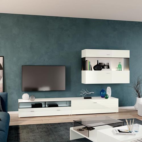 Parete attrezzata TV contemporaneo - NO. 14 - NOW! By Hülsta - in legno laccato / bianco / grigio
