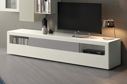 Parete attrezzata TV contemporaneo - VISION - NOW! By Hülsta - in legno laccato / lowboard / bianco