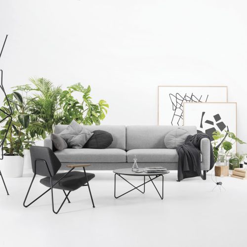 Divano contemporaneo - ELEGANCE - prostoria - in tessuto / in pelle / marrone