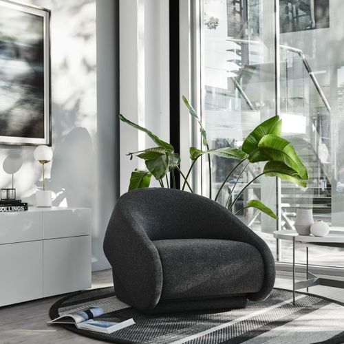 Poltrona contemporanea - UP-LIFT - prostoria - in tessuto / letto / grigia