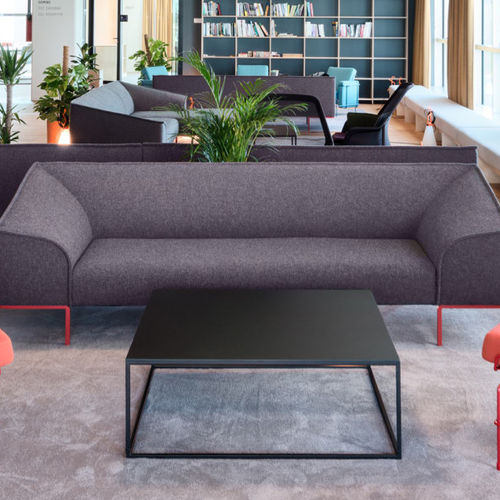 Tavolino basso contemporaneo - FRAME - prostoria - in vetro temprato / con supporto in metallo / rettangolare