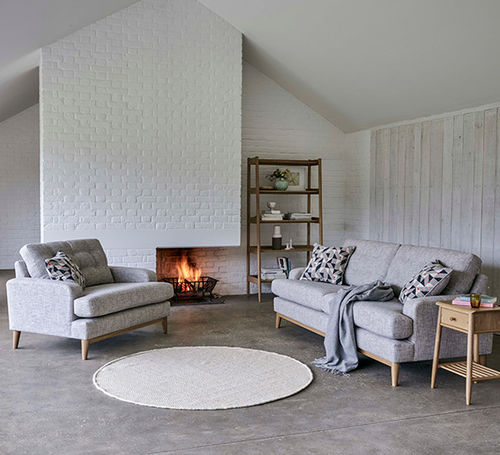 Divano contemporaneo - BURCOTT - ercol - in tessuto / per cuscini / grigio