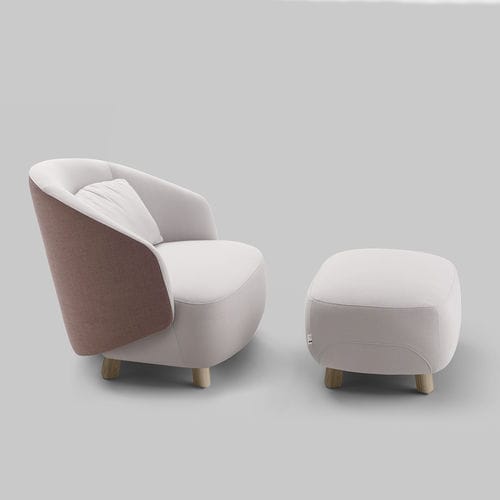 Poltrona contemporanea - Concha XL - Bosc - in tessuto / in faggio / con poggiapiedi