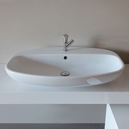 Lavabo da appoggio - NUDA 85 - FLAMINIA - in ceramica / lucido / ovale