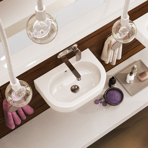 Lavabo sospeso - PASS 45×31 - FLAMINIA - in ceramica / lucido / ovale