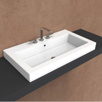 Lavabo da incasso - ACQUAGRANDE 100 - FLAMINIA - in ceramica / con piano integrato / lucido