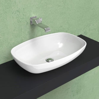 Lavabo da appoggio - NUDASLIM 60 - FLAMINIA - in ceramica / lucido / ovale