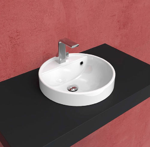 Lavabo da semincasso - TWIN SET 42 - FLAMINIA - in ceramica / con piano integrato / lucido