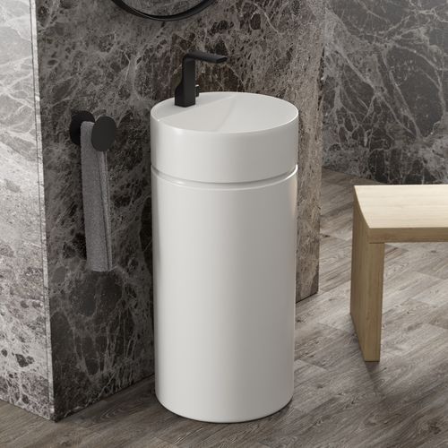 Lavabo autoportante - MONOTWIN SLIM - FLAMINIA - in ceramica / lucido / rotondo