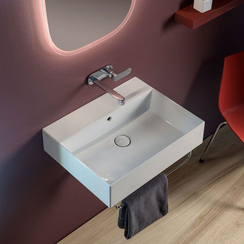 Lavabo sospeso - APPLIGHT 60 - FLAMINIA - in ceramica / con portasalviette integrato / lucido