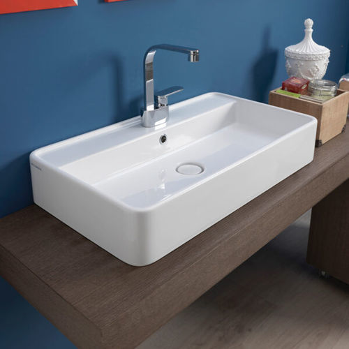 Lavabo da appoggio - MINIWASH 75 - FLAMINIA - in ceramica / bicolore / lucido