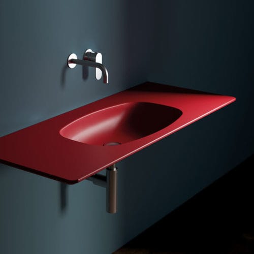 Lavabo sospeso - NUDAFLAT 120 - FLAMINIA - in ceramica / con piano integrato / lucido