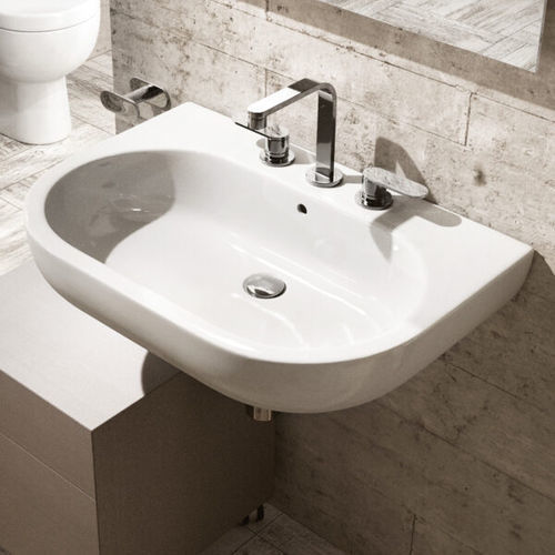Lavabo da appoggio - PASS 72 - FLAMINIA - in ceramica / lucido / senza foro