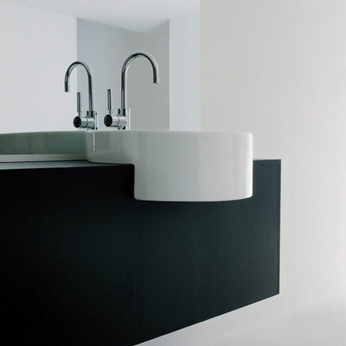 Lavabo da semincasso - TWIN SET 42 - FLAMINIA - in ceramica / lucido / rotondo