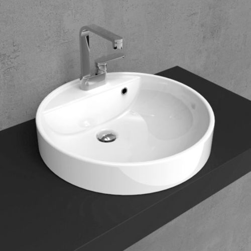 Lavabo da semincasso - TWIN SET 52 - FLAMINIA - in ceramica / lucido / rotondo