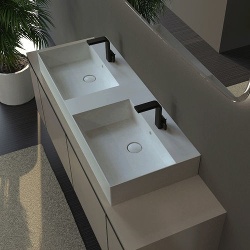Lavabo da appoggio - APPLIGHT 120 - FLAMINIA - in ceramica / doppio / rettangolare