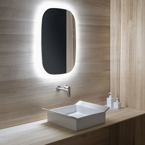 Lavabo da appoggio - BX40A - FLAMINIA - in ceramica / quadrato / senza foro