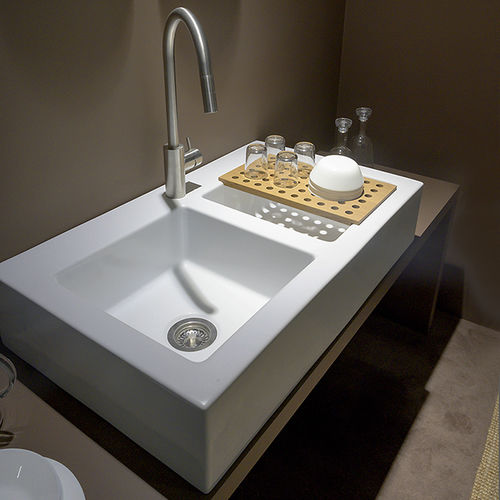 Lavello a 2 vasche - 5051AF - FLAMINIA - senza gocciolatoio / in ceramica / da appoggio