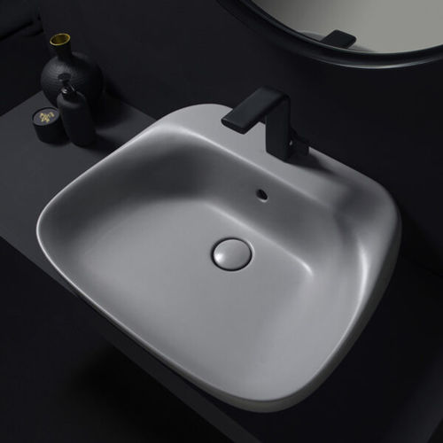 Lavabo da appoggio - FU60L - FLAMINIA - rettangolare / 1 foro / con troppopieno