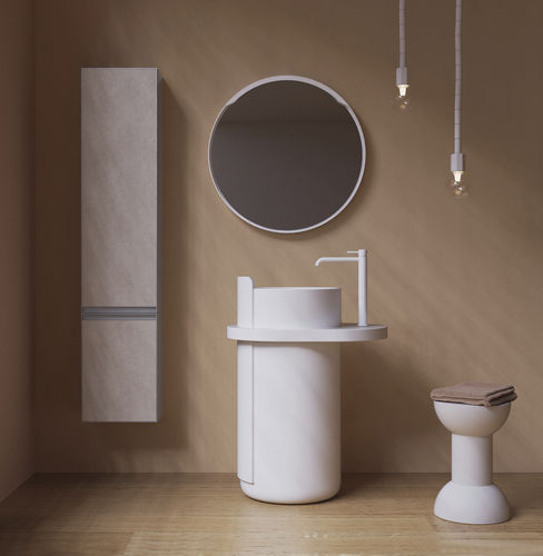 Lavabo autoportante - NORMA - FLAMINIA - lucido / trasparente / con scaffale integrato