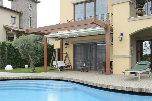 Pergola autoportante - CLASSIC - PERGOLA AS - addossata / in legno / con copertura in tela
