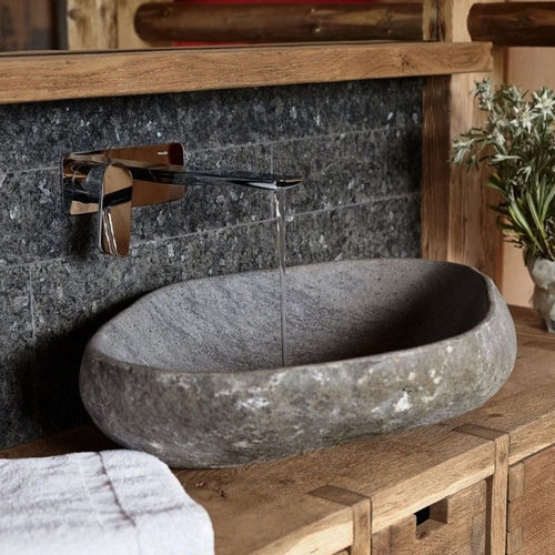 Lavabo da appoggio - BATU KALI - Lux4home™ - in pietra / organico / senza foro