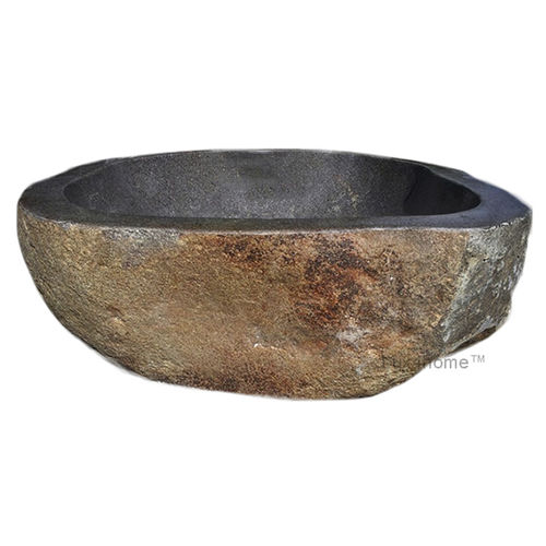 Lavabo da appoggio - CUT - Lux4home™ - in Riverstone® / in basalto / organico