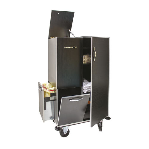 Carrello di pulizia - PALACE BORDO INOX/ORO - CADDIE HOTEL - portabiancheria / portarifiuti / per hotel
