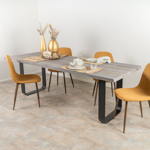 Tavolo da pranzo contemporaneo - SUN WOOD ALTHOLZTISCH - MODELL SILBERMINE 05 - SUN WOOD by Stainer - in legno / con supporto in metallo / rettangolare