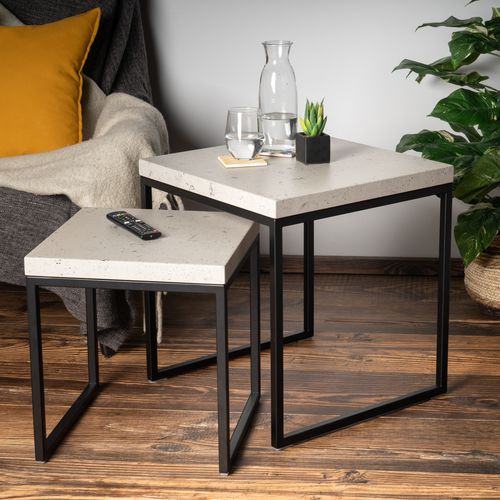 Tavolino basso contemporaneo - Set im Beton Look - SUN WOOD by Stainer - in legno / con supporto in ferro / quadrato