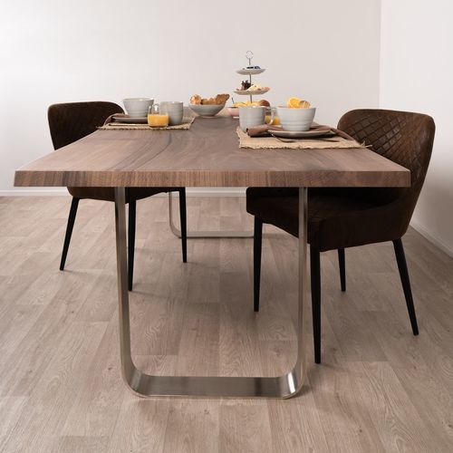 Tavolo da pranzo contemporaneo - SUN WOOD : NUSS EUROPA 107 - SUN WOOD by Stainer - in legno massiccio / con supporto in metallo / rettangolare