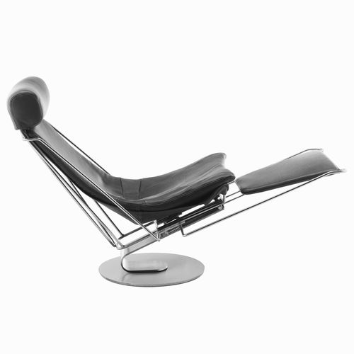 Chaise longue contemporanea - INTERDANE - stoubystouby - in pelle / in acciaio inossidabile / a bascula