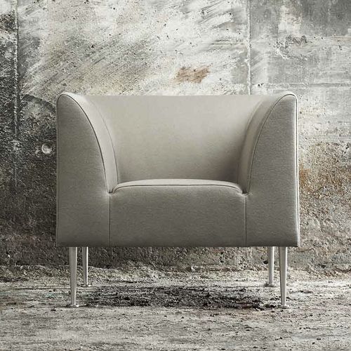Poltrona contemporanea - CUBO - stoubystouby - in pelle / in tessuto / grigia
