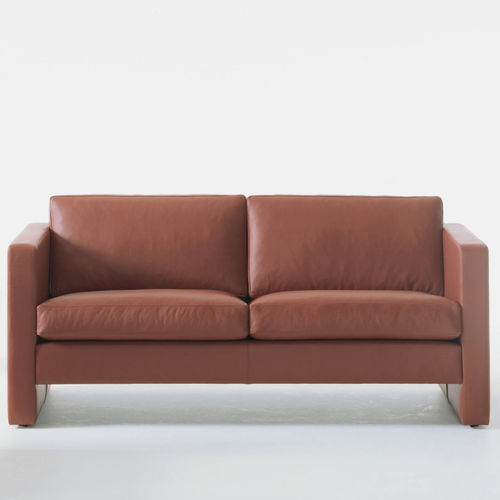 Divano contemporaneo - SOFLEX 130 - stoubystouby - in pelle / marrone / per edifici pubblici
