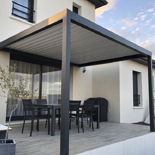 Pergola addossata - SPR03 4x3m - AXIUM solutions aluminium - in alluminio estruso / in alluminio termolaccato / a lamelle orientabili