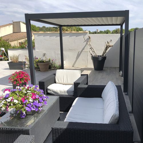 Pergola autoportante - SPR01 3x3m - AXIUM solutions aluminium - addossata / in alluminio estruso / in alluminio termolaccato