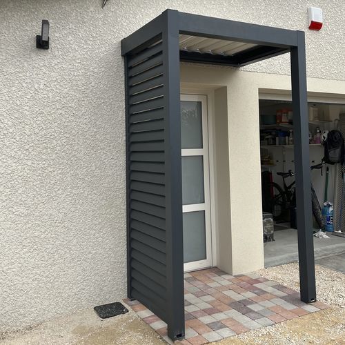 Pensilina per porta - SPR03 - AXIUM solutions aluminium - in alluminio / con copertura in alluminio / piatta