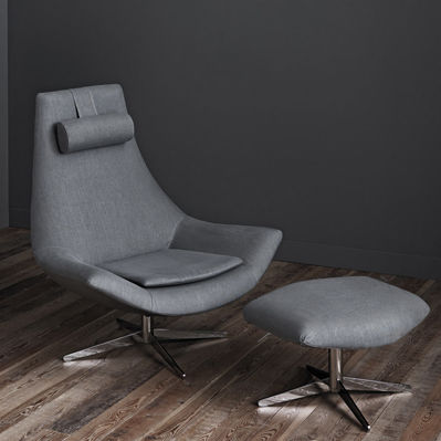 Poltrona contemporanea - ALLEN - Italianadivani srl - in tessuto / in metallo cromato / con poggiapiedi
