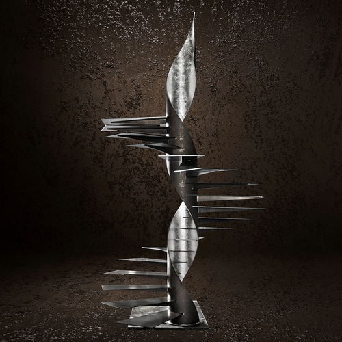 Scala a chiocciola - SKULPTURA : "LEAF" SILVER - Officine Sandrini - con gradini in metallo / con struttura in metallo / per uso residenziale