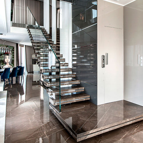 Scala dritta - LUXO: STONE - Officine Sandrini - a L / a U / con gradini in marmo