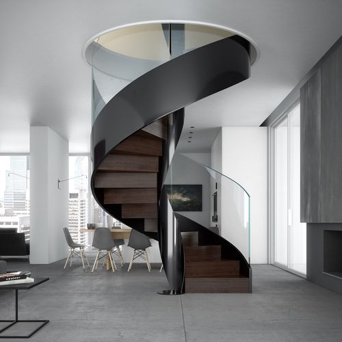 Scala elicoidale - VORTIKA: FASCIA - Officine Sandrini - con gradini in legno / in metallo / per uso residenziale