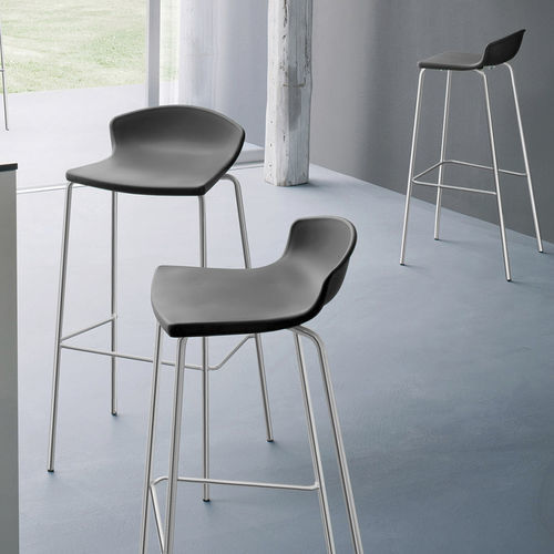 Sedia alta contemporanea - EASY  - SOKOA - da interno / in acciaio cromato / in plastica