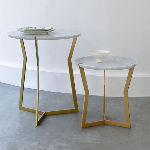 Tavolo d'appoggio contemporaneo - STAR - Coedition - in marmo / con supporto in metallo laccato / con supporto in bronzo