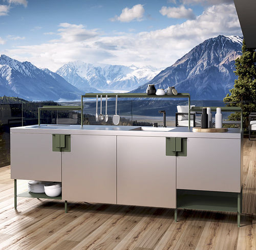 Cucina da esterno - Abimis - contemporanea / in acciaio inossidabile / con isola