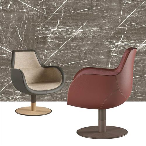 Poltrona contemporanea - DEKA  - DIMENSIONE CHI WING LO - in pelle / in rovere / in metallo