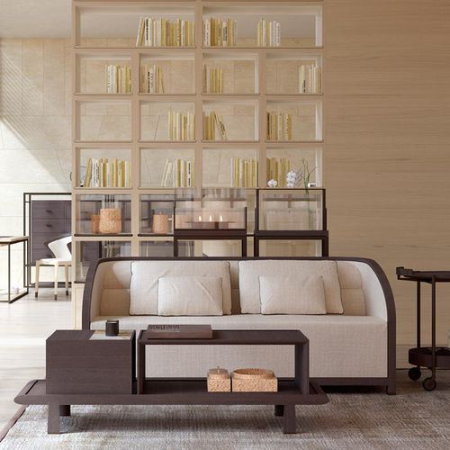Divano contemporaneo - NETA - DIMENSIONE CHI WING LO - in tessuto / in pelle / con braccioli